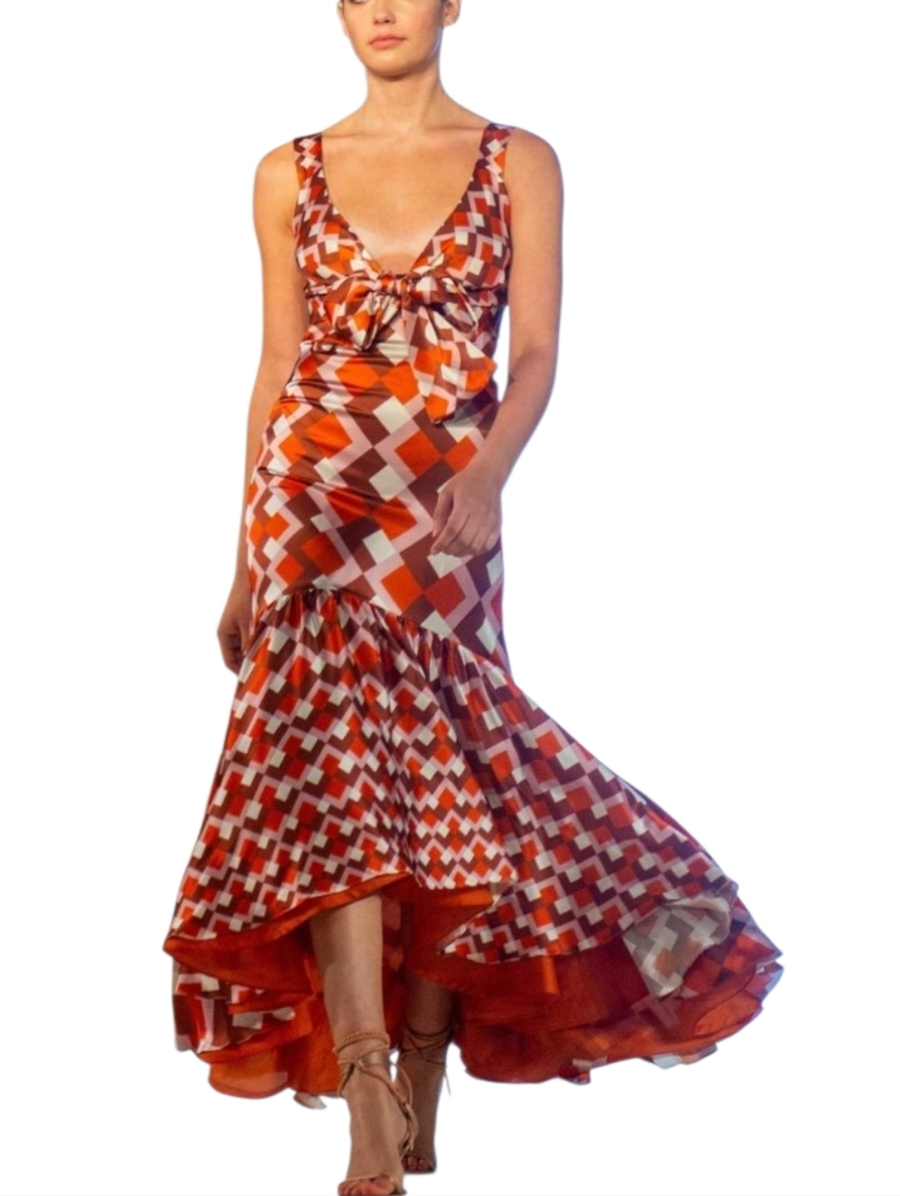 Sylvia Tcherassi Spello Silk Geometric Feminine Dress